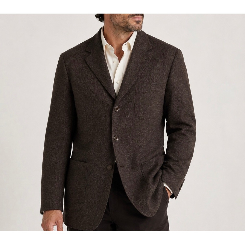 Canali Proposta Mens 100% Wool 3-Button Sport Coat Blazer Italy Brown 58 L